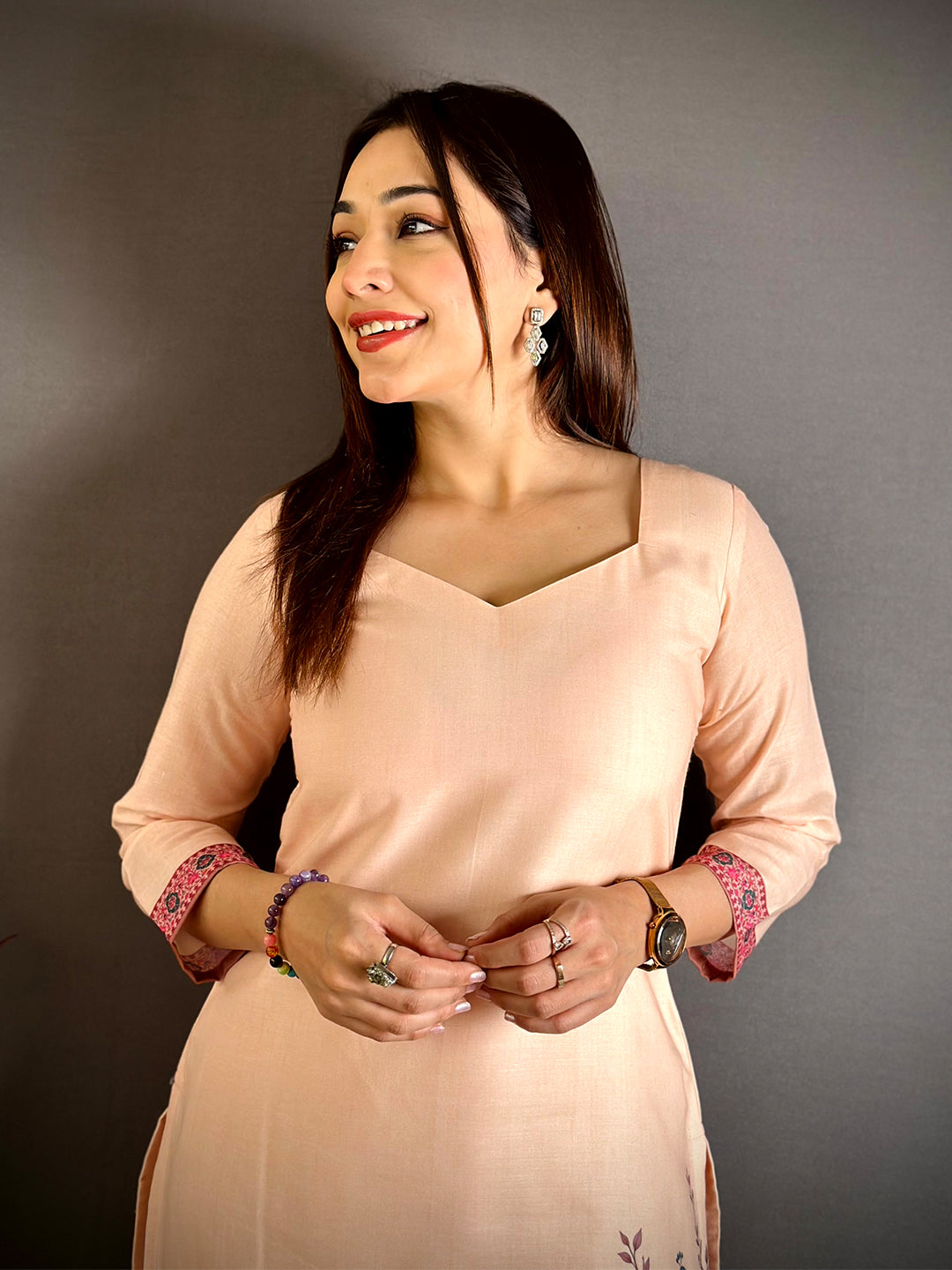 Pichwai Diamond Neck Kurti