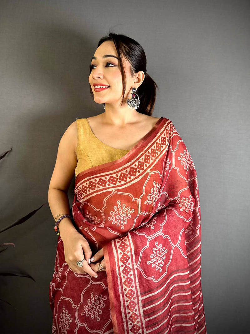 Opulent Stripe Linen Chanderi Saree