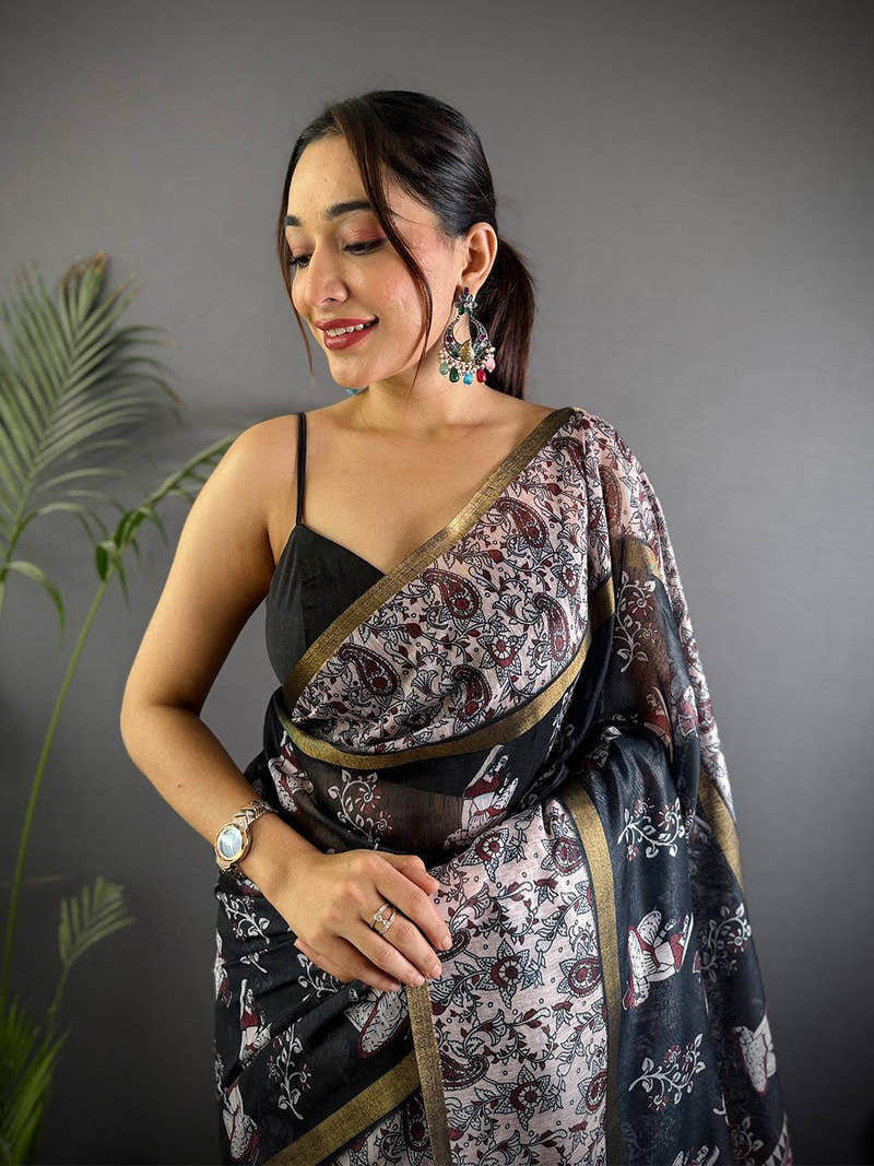 Artisan Block Print Chanderi Saree