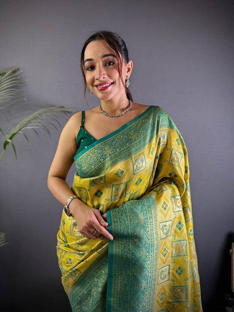 Majesty Warli Gold Zari Dharmavaram Silk Saree