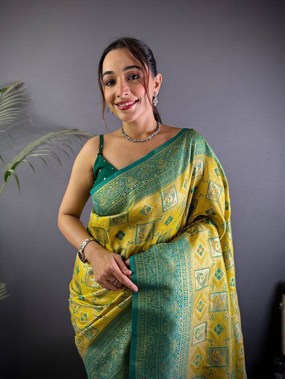 Majesty Warli Gold Zari Dharamavaram Silk Saree