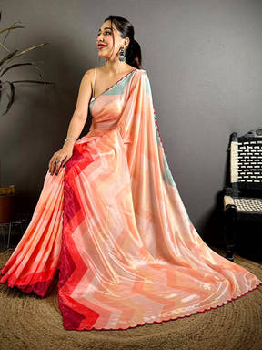 Opulent Ombre Zigzag Chinnon Chiffon Saree