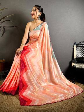 Opulent Ombre Zigzag Chinnon Chiffon Saree