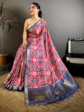 Artisan Gold Lakda Patta Kalamkari Saree