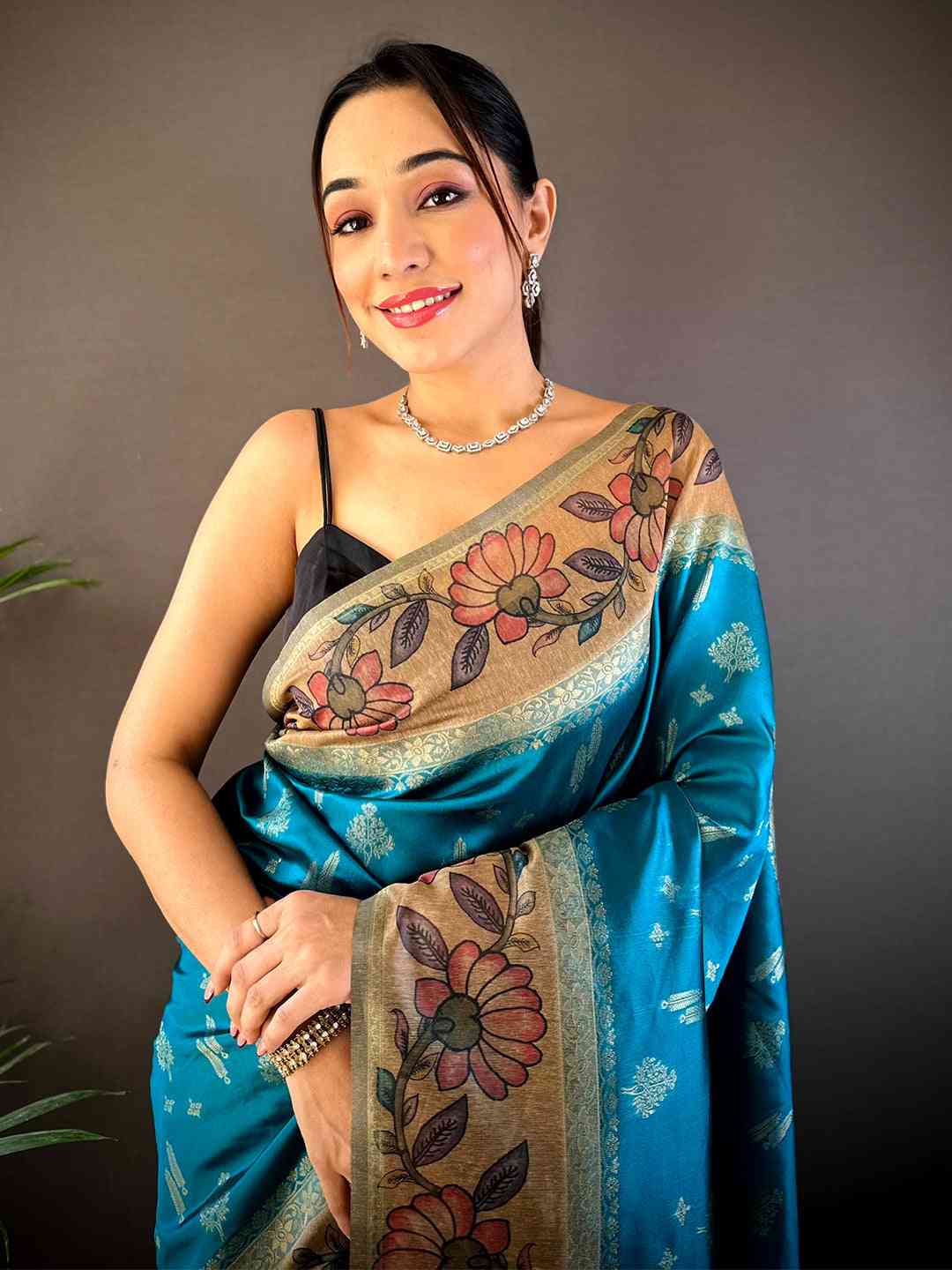 Rama Soft Silk Kalamkari Printed Pallu Saree
