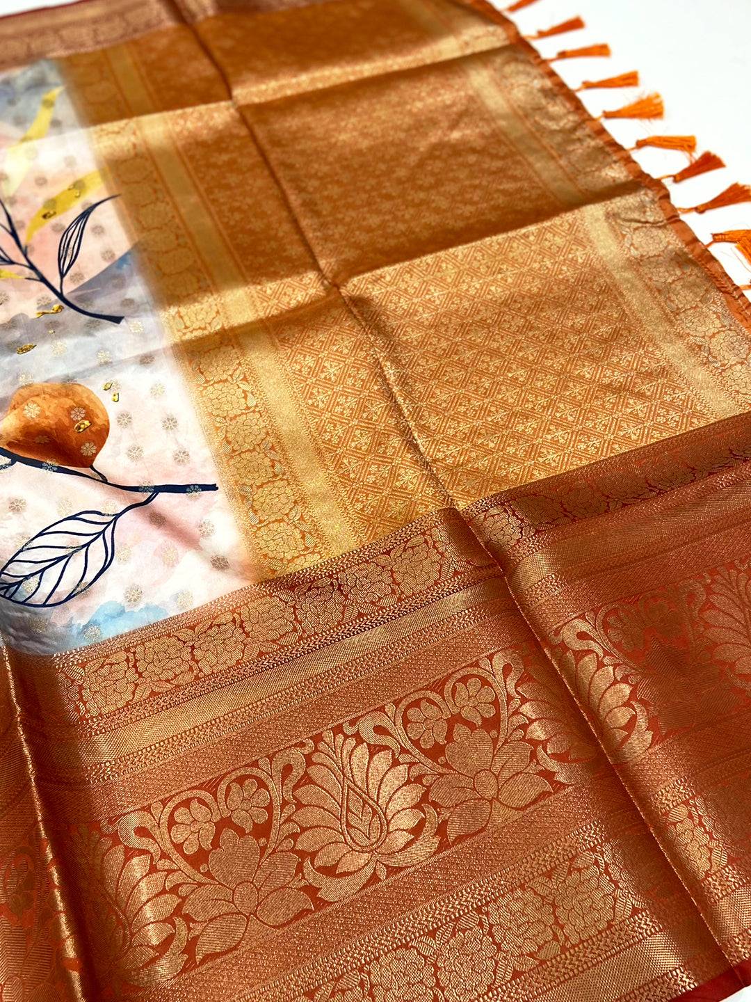 Vibrant Banarasi Floral Print Saree