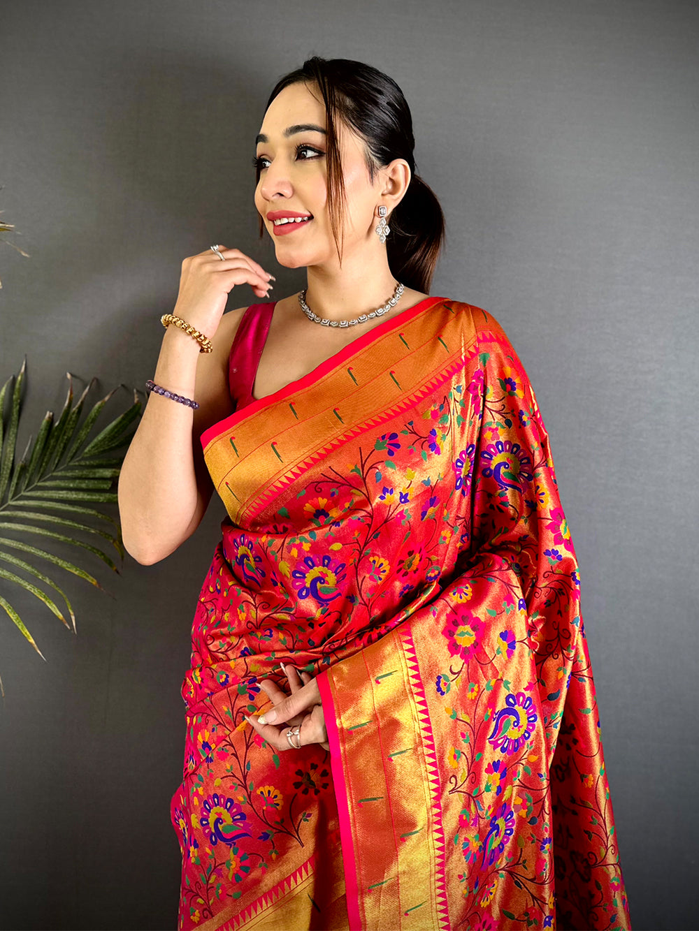 Red Minakari Weave Soft Paithani Saree