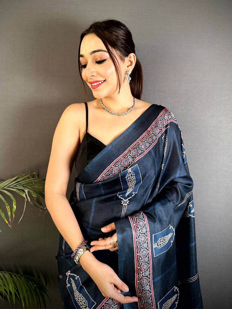 Classic Soft Tussar Digital Print Saree