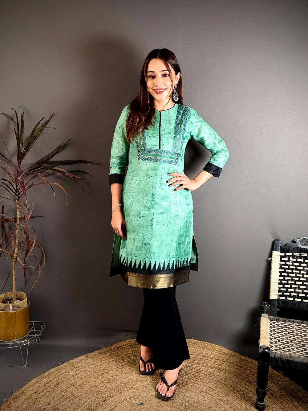 Soft Dola Silk Short Round Neck Kurti