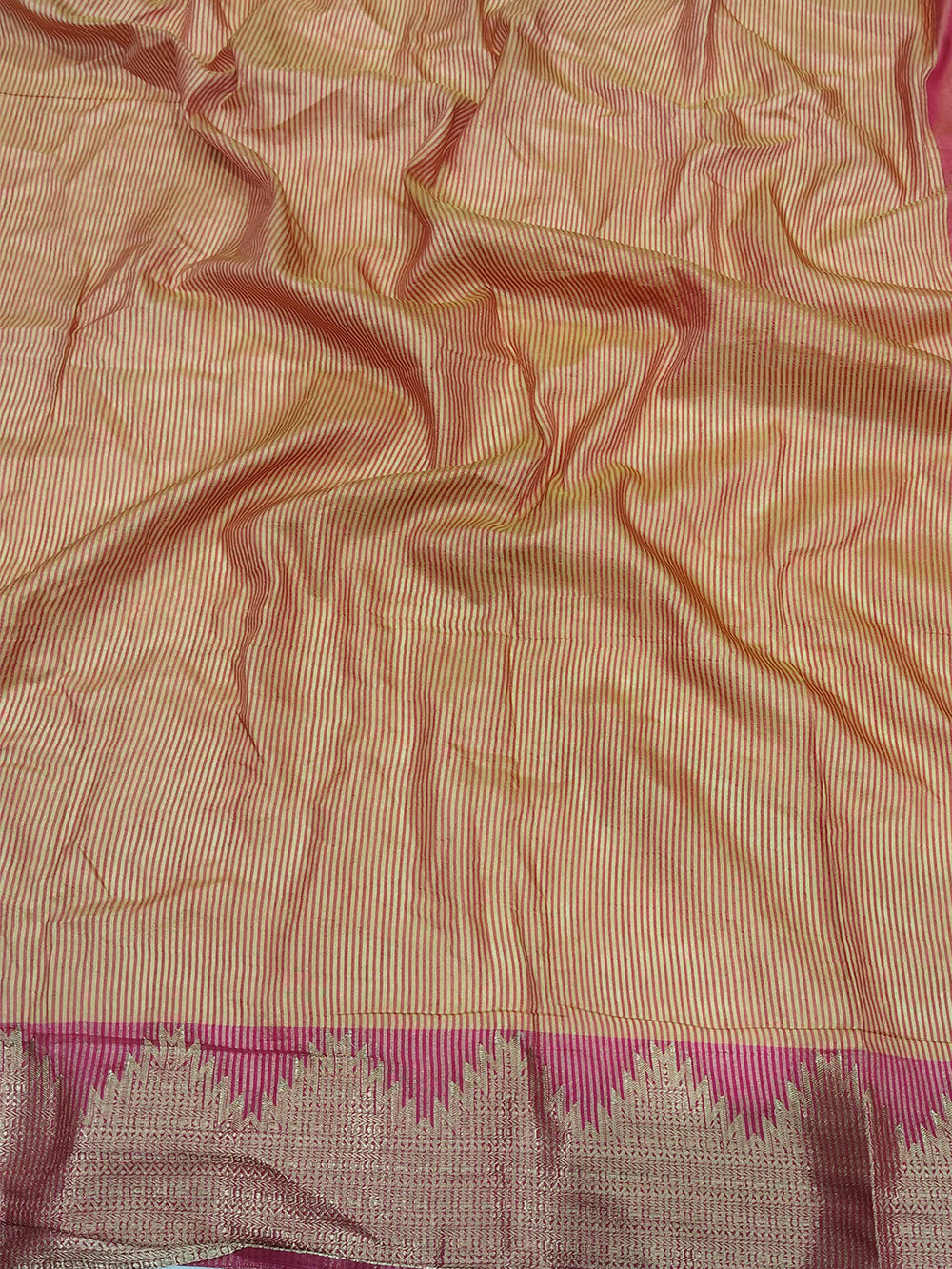 Orange Hand Dyed Raw Silk Saree