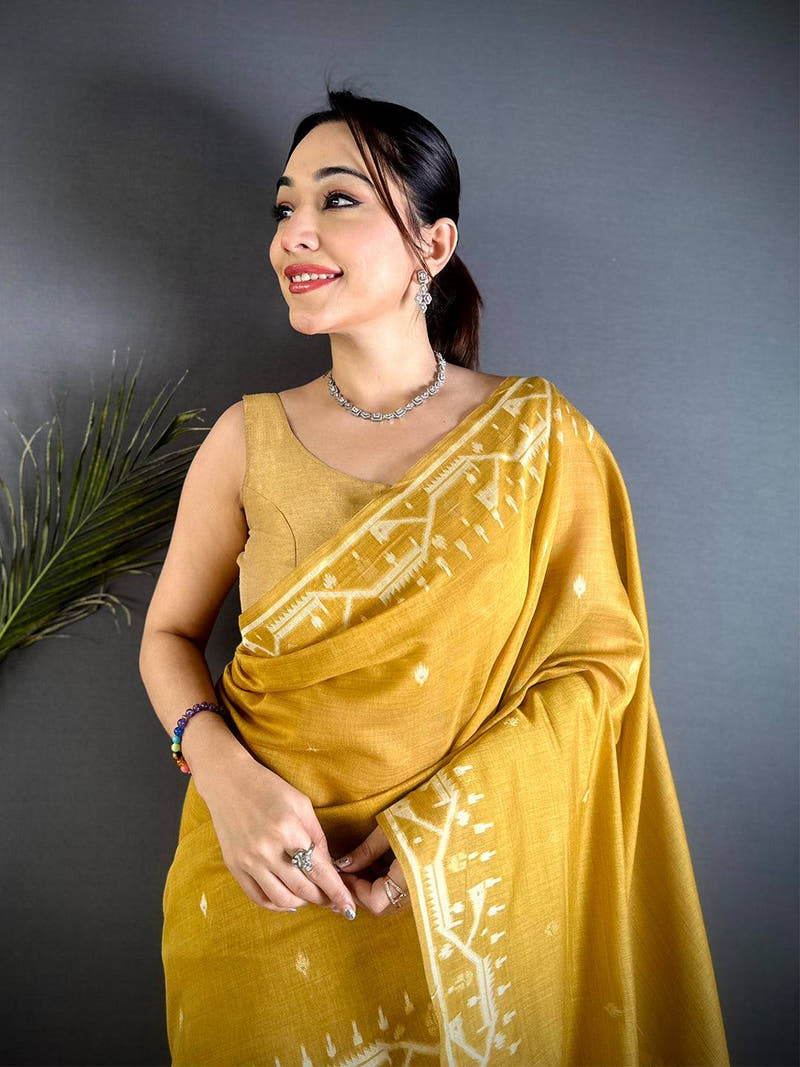 Opulent Lakhani Linen Saree