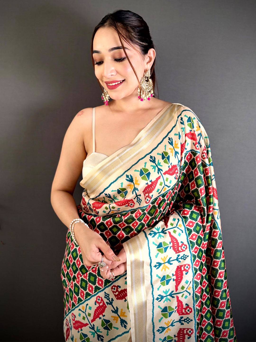 Heritage Ikkat Soft Kanchi Silk Saree