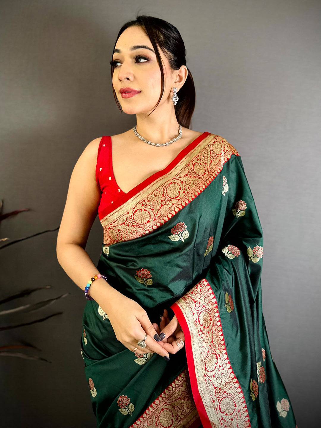 Green Grace Soft Silk Gadwal Saree