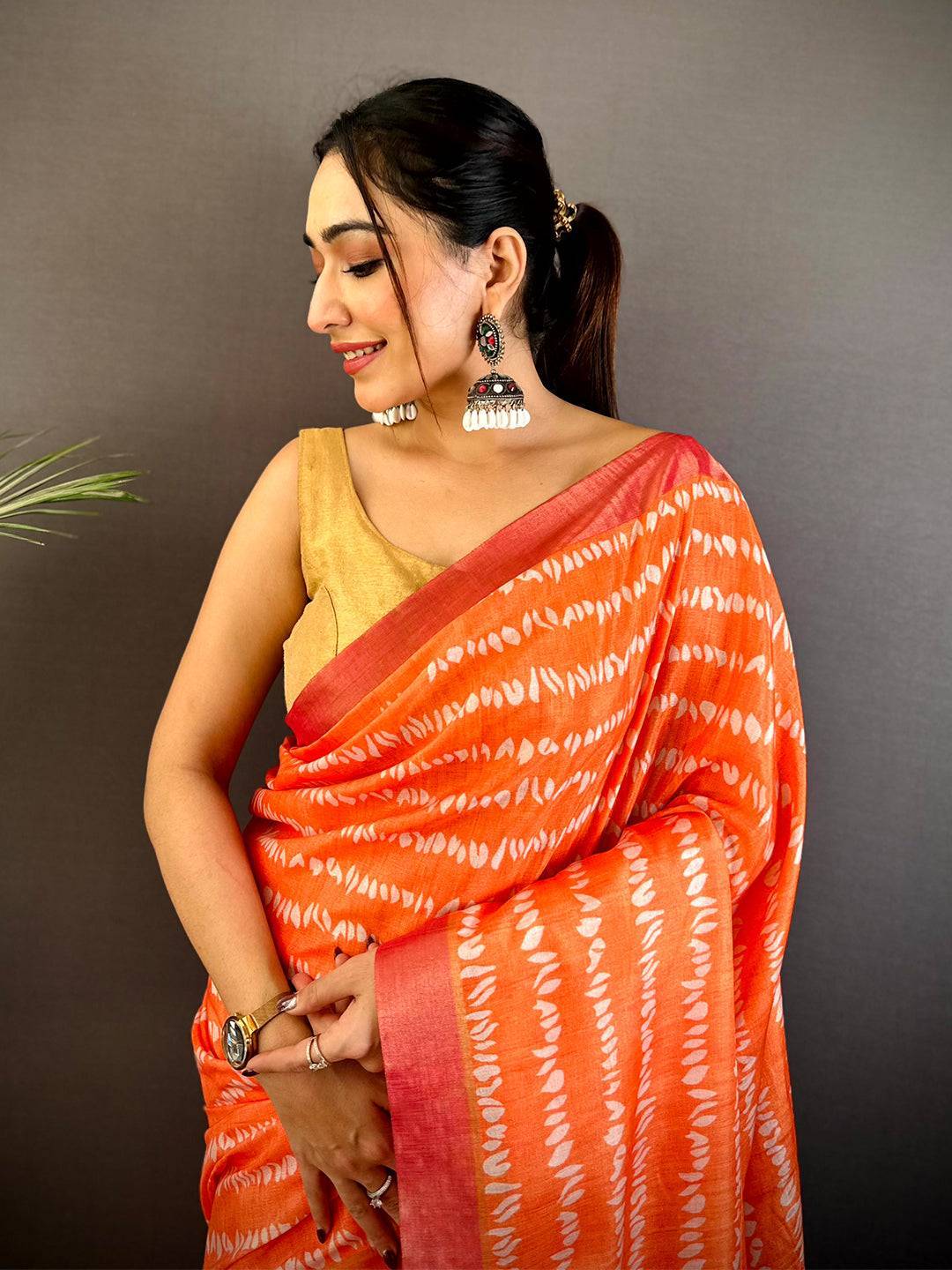Soft Mul Chanderi Shibori Printed Saree


