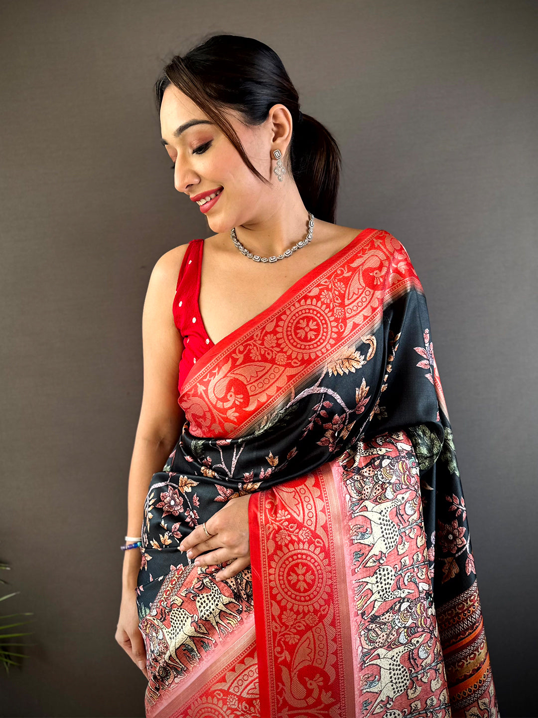 Black Yevla Pathani Soft Silk Saree