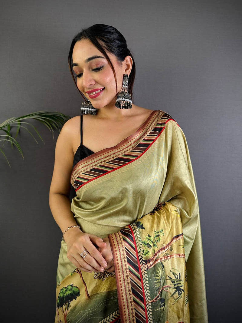 Artistry Soft Dola Silk Printed Saree