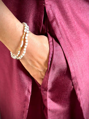 Wine Manipuri Crew Neck Kurti