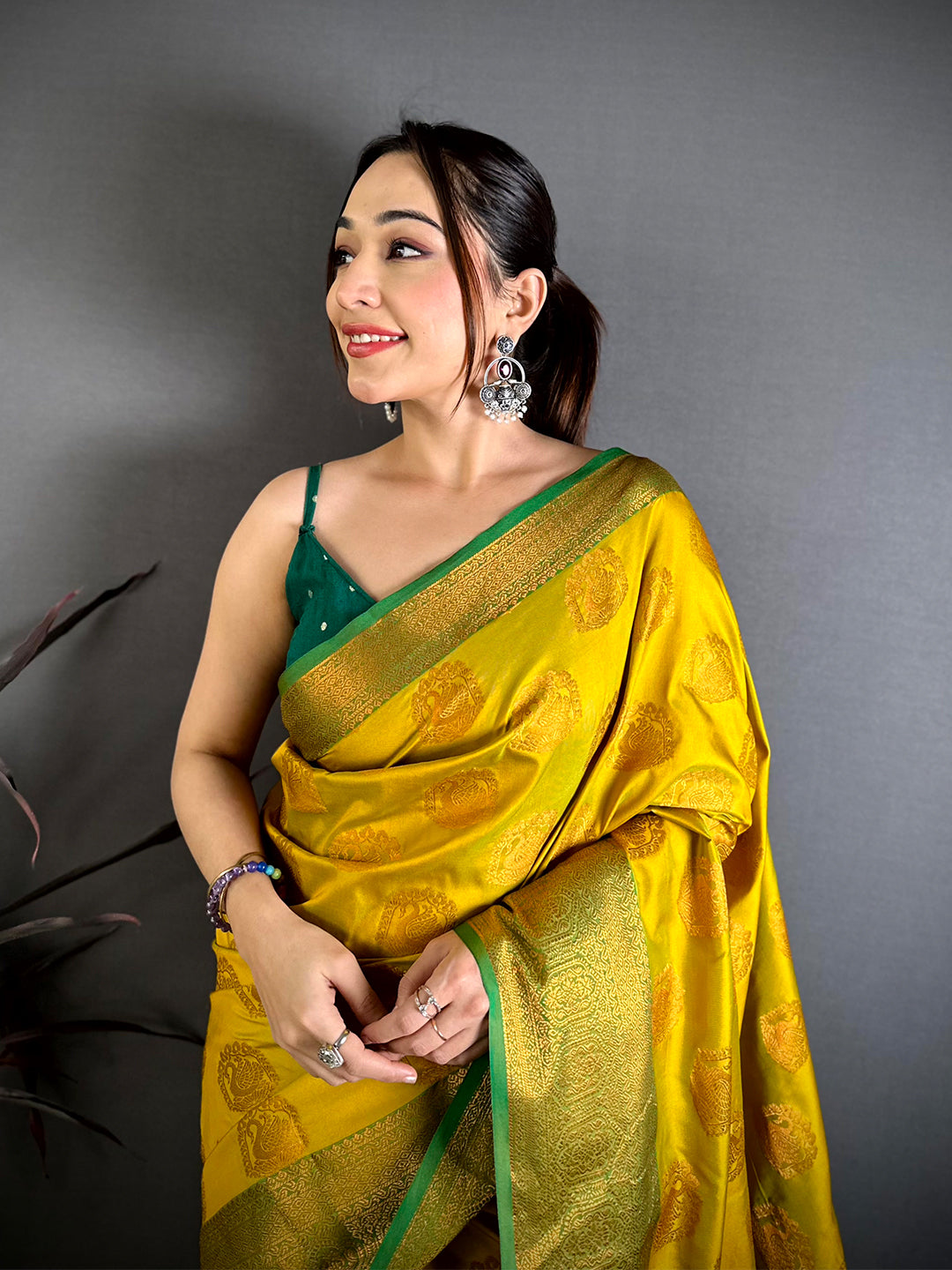Artistic Copper Zari Banarasi Katan Silk Saree