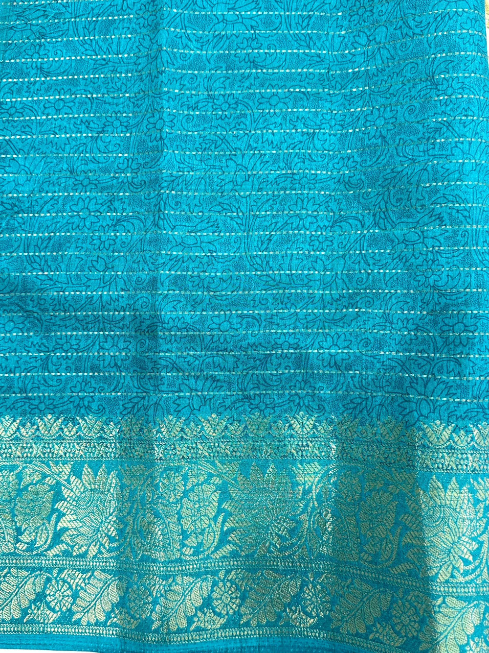 Blue Soft Dola Silk Zari Katha Saree
