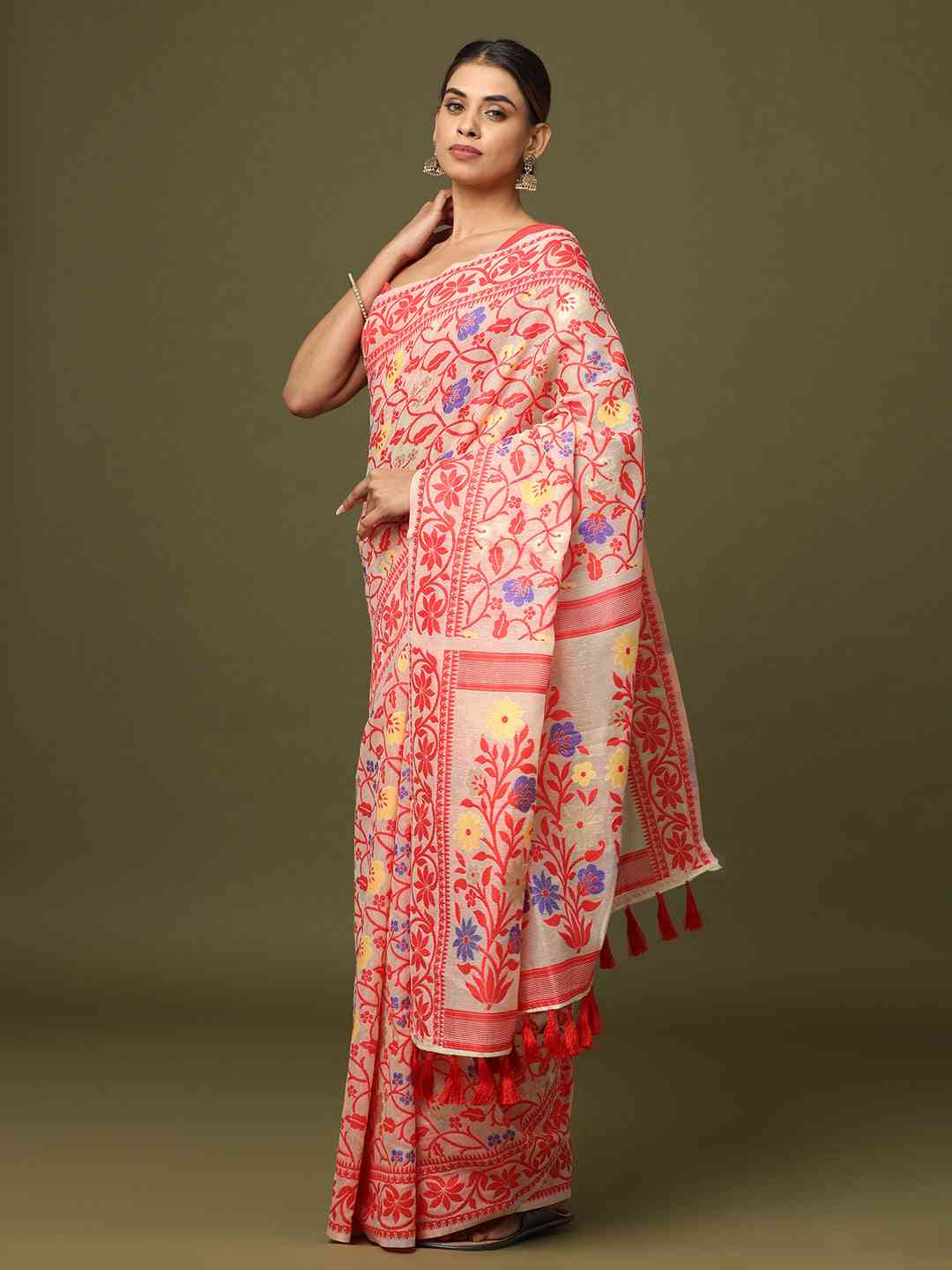  Dhakai Jamdani Cotton Silk Saree