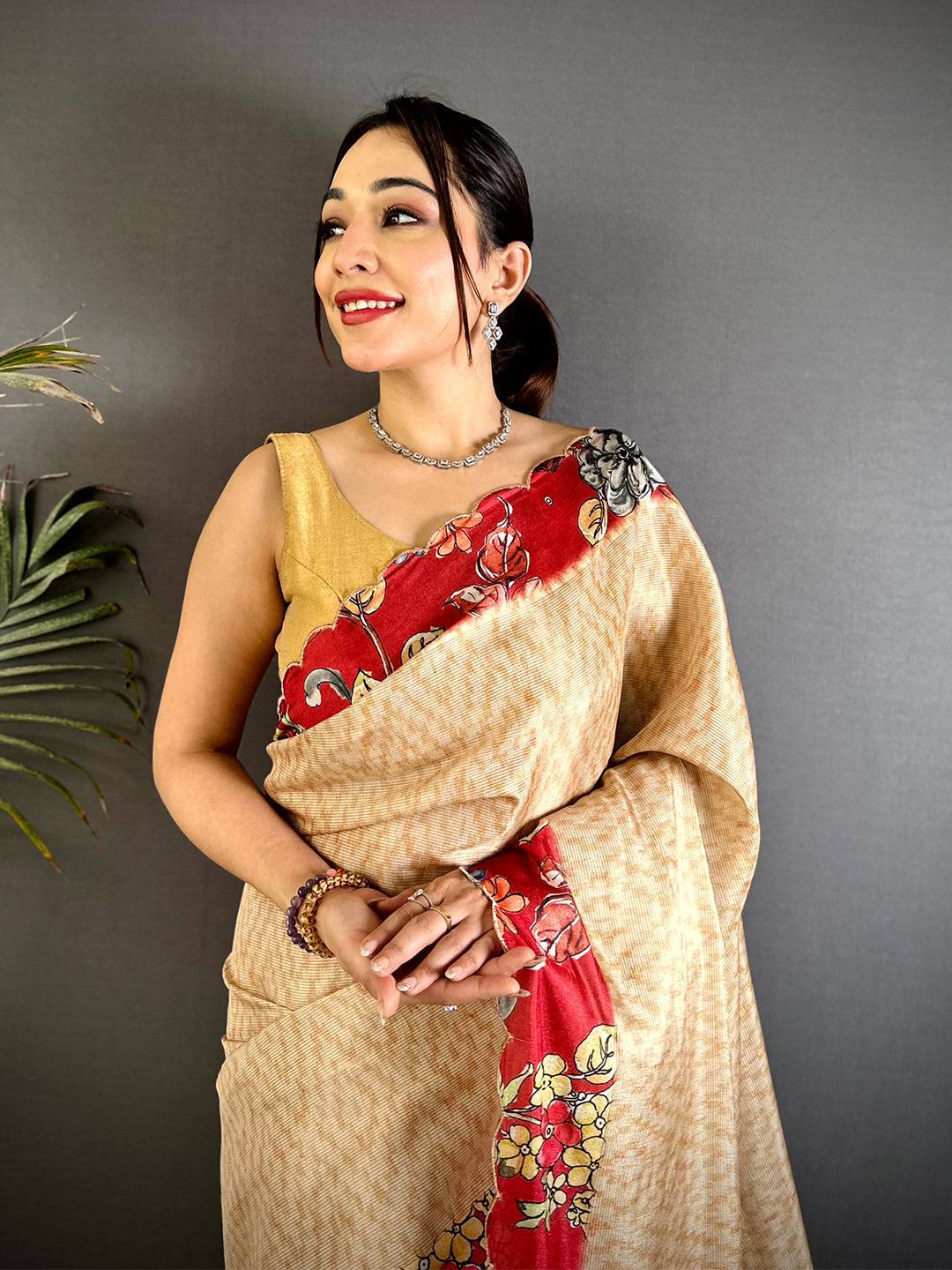 Regal Pen Kalamkari Shibori Cutwork Saree

