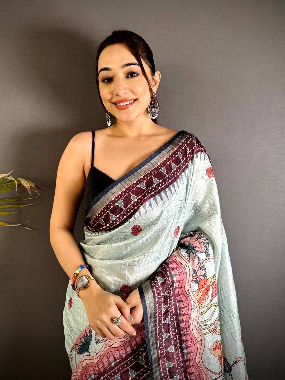 Royal Slub Ghicha Ikkat Saree