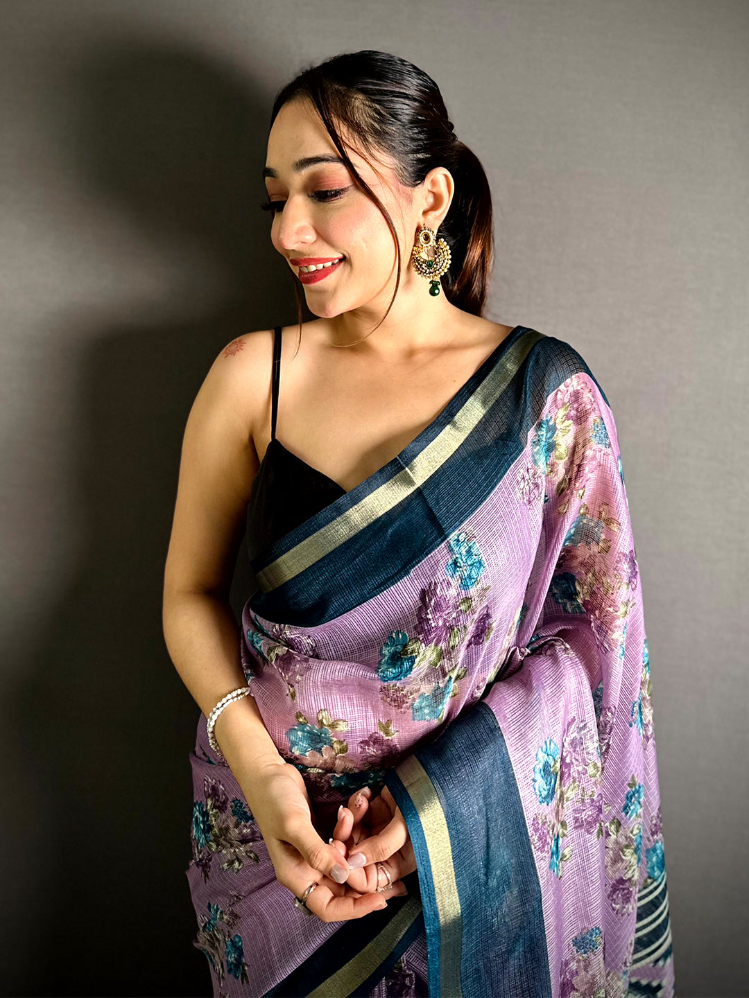 Radiant Kota Doriya Printed Floral Saree