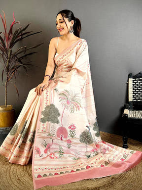 Elegant Pichwai Peacock Tussar Saree