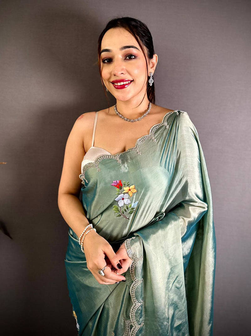 Radiant Digital Floral Satin Silk Saree