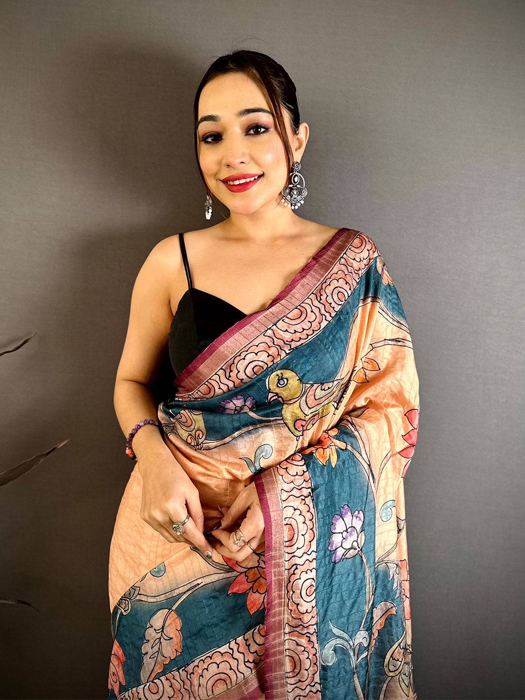 Radiance Tussar Kalamkari Art Saree