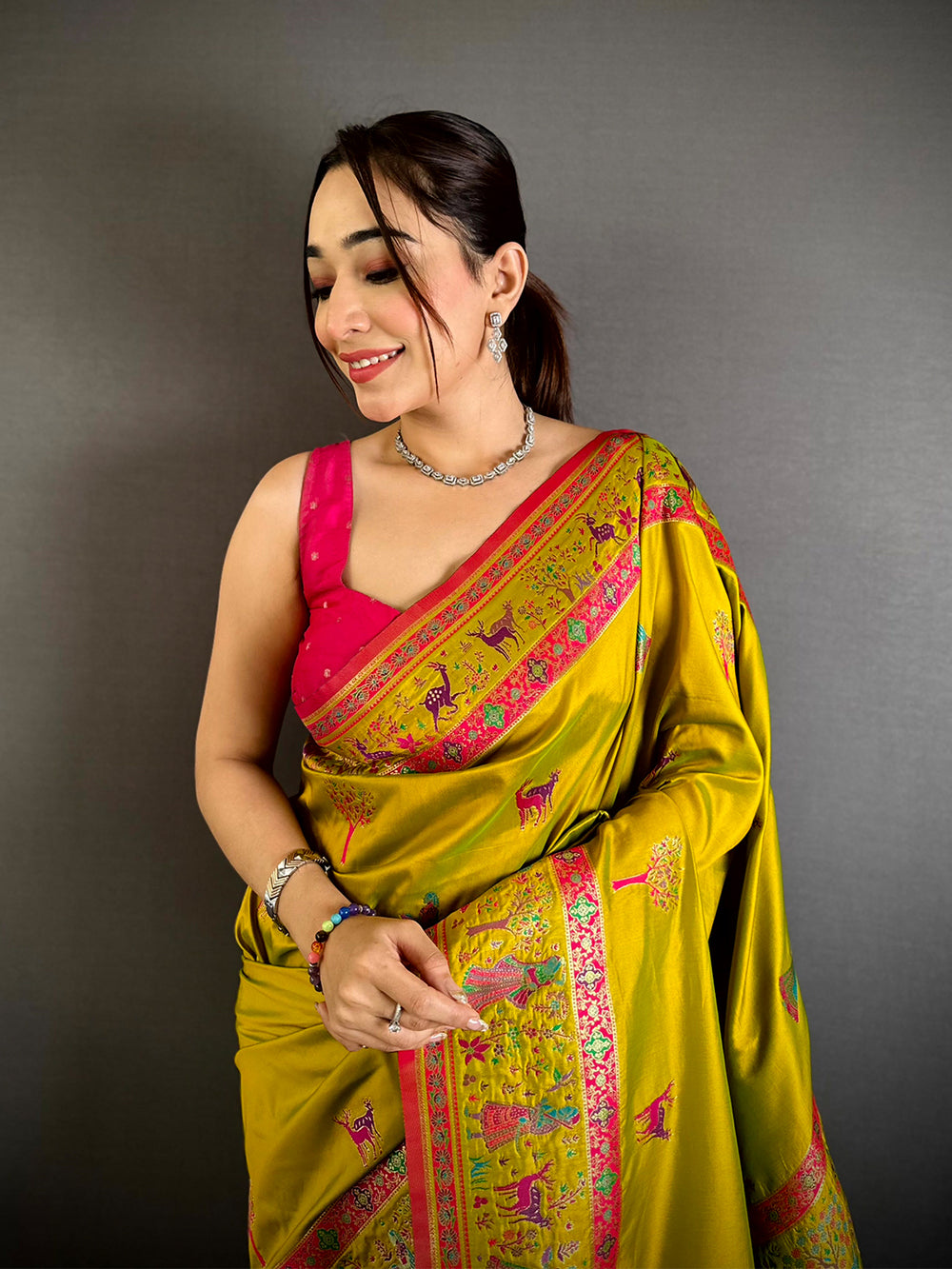 Majestic Kashmiri Pashmina Minakari Saree