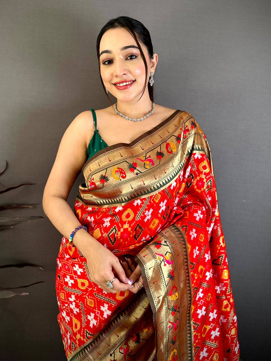 Red Patola Silk Zari Weaving Saree