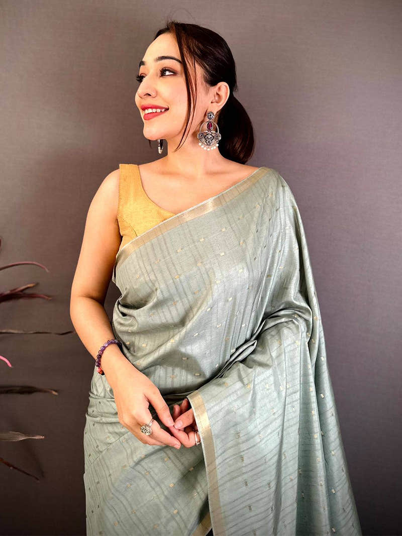 Royal Slub Tussar Zari Butti Weave Saree