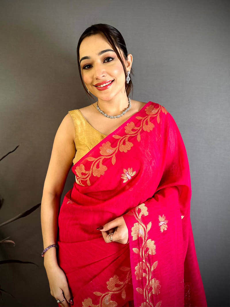 Rani Peacock Zari Munga Saree