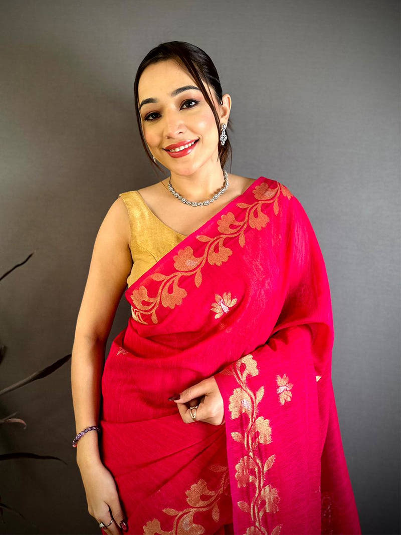 Rani Peacock Zari Munga Saree