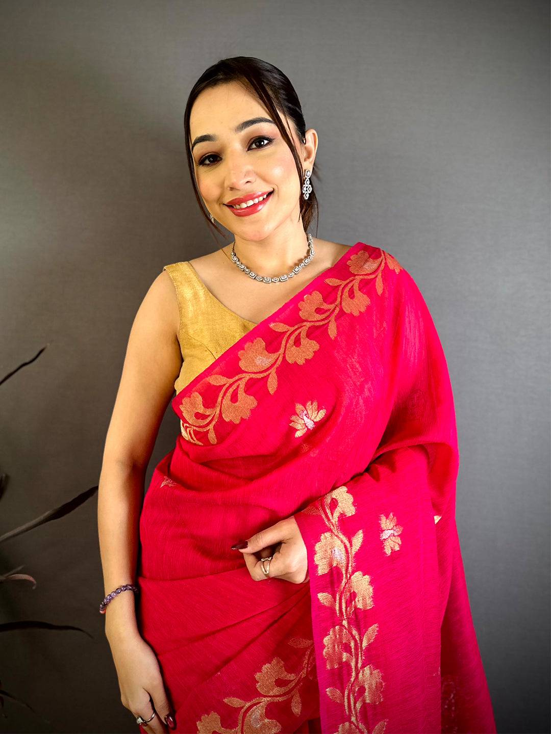 Rani Peacock Zari Munga Saree
