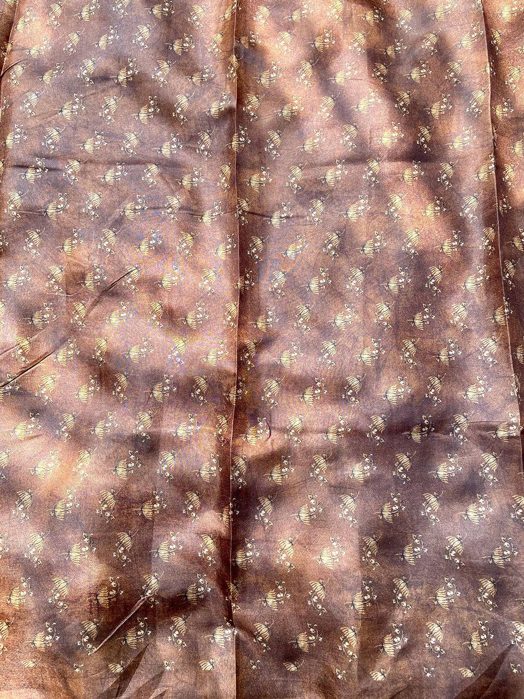 Backside of Gold Tussar Silk Saree with Subtle Patterns