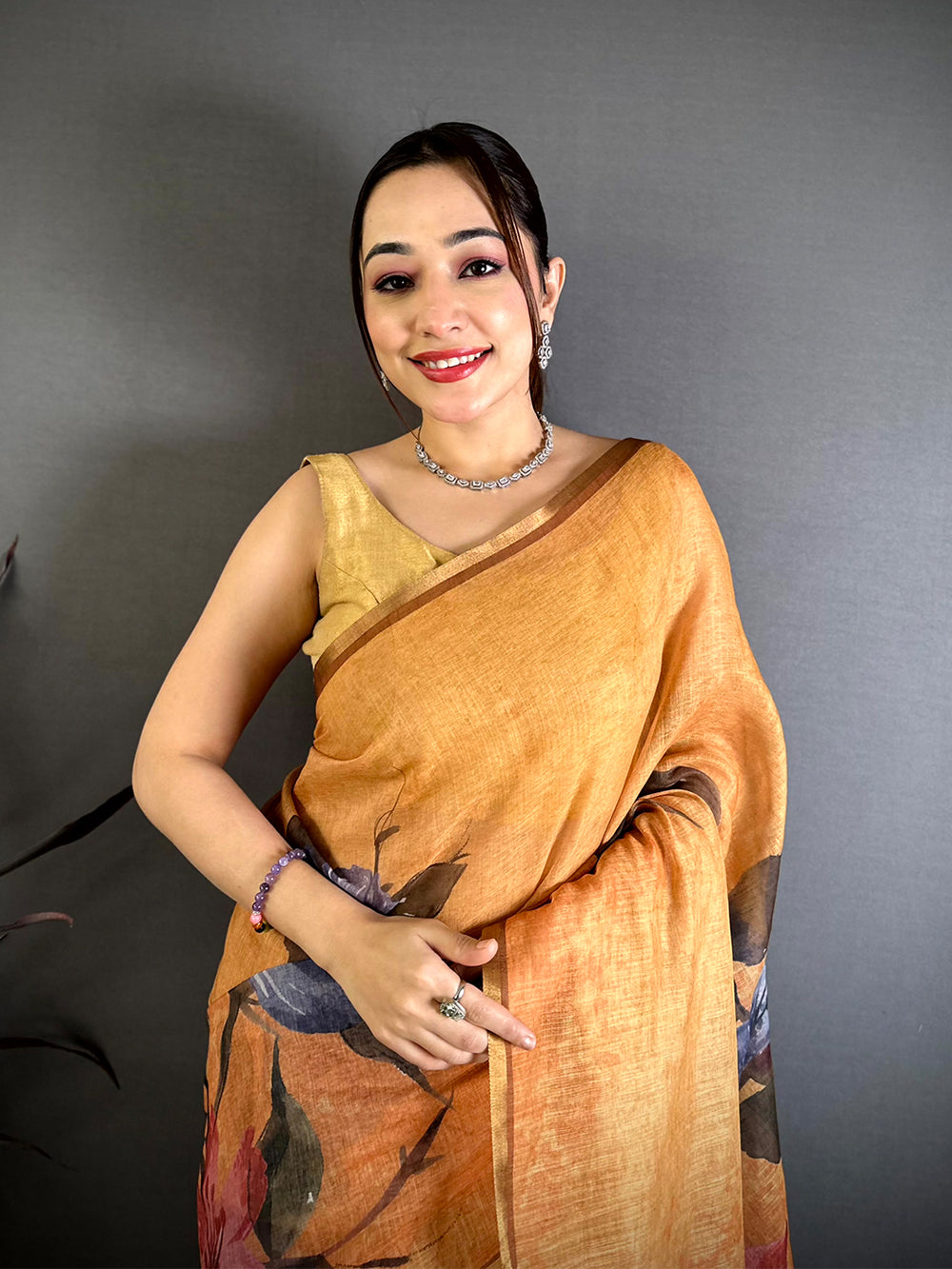 Radiant Kalamkari Linen Chanderi Saree


