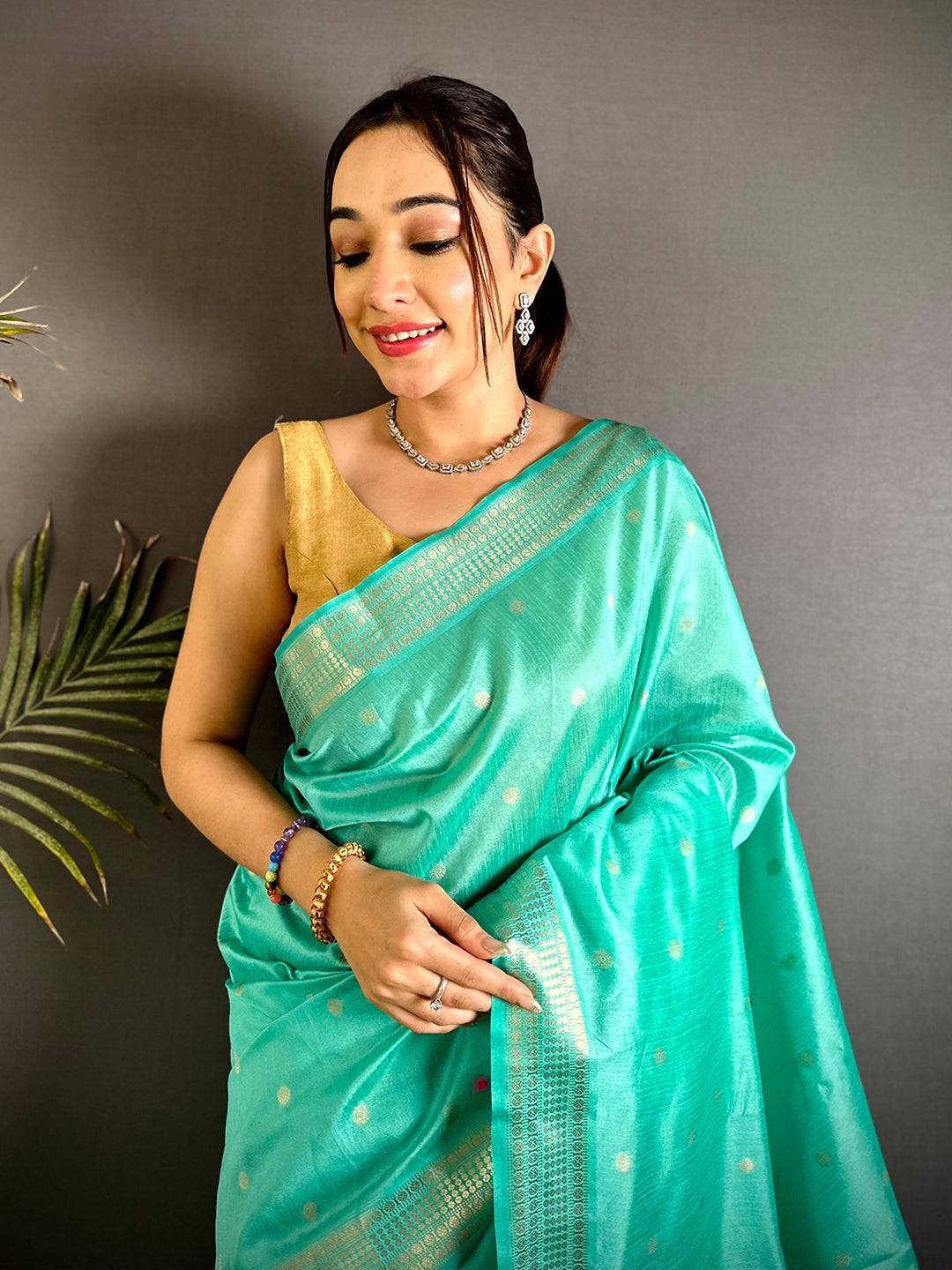 Rama Minakari Paithani Raw Silk Saree