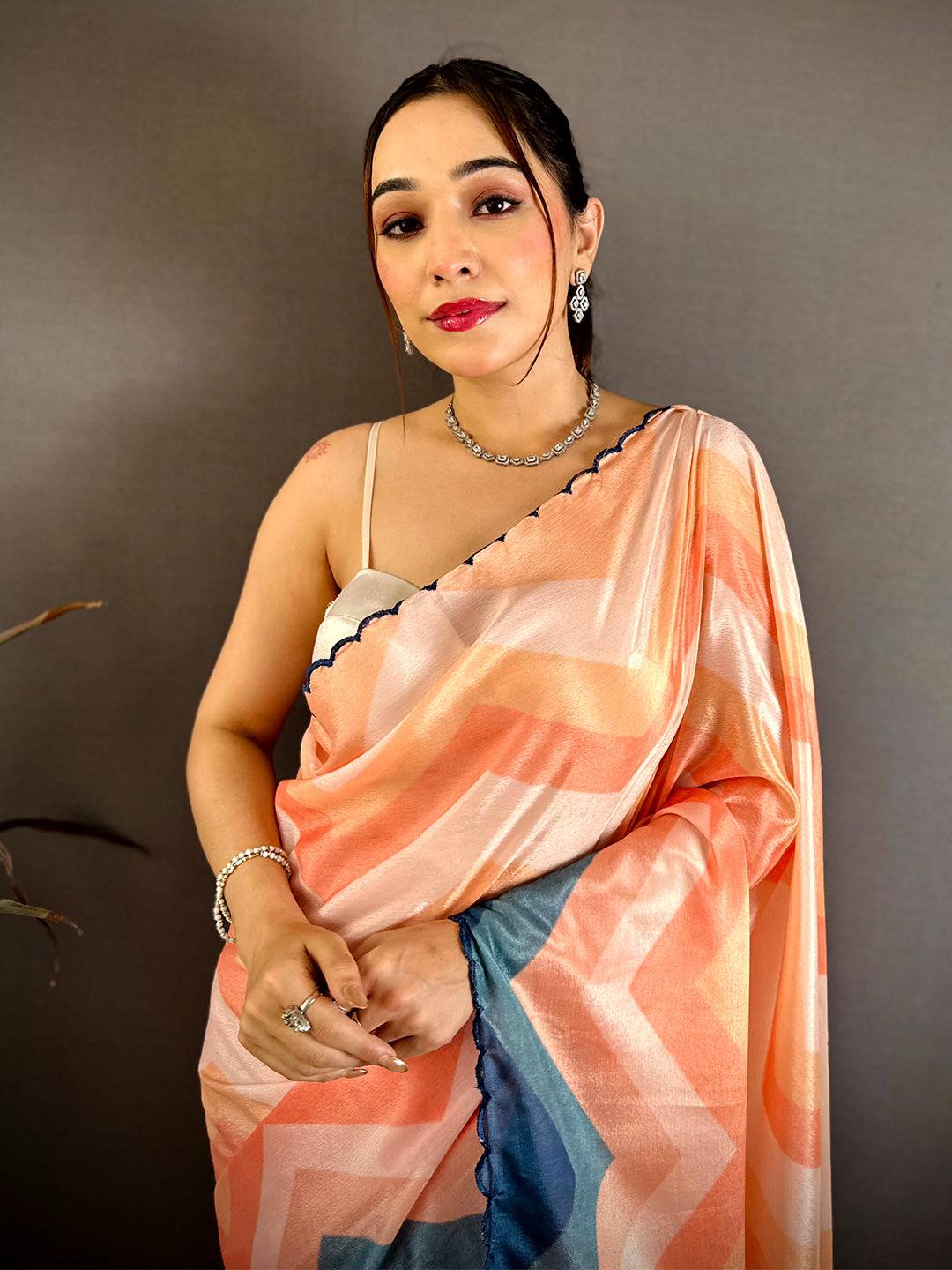 Royal Ombre Zigzag Chinnon Chiffon Saree