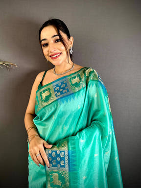 Rama Minakari Kanchi Pattu Raw Silk Saree

