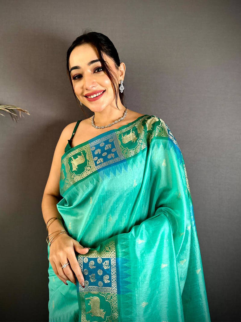 Rama Minakari Kanchi Pattu Raw Silk Saree

