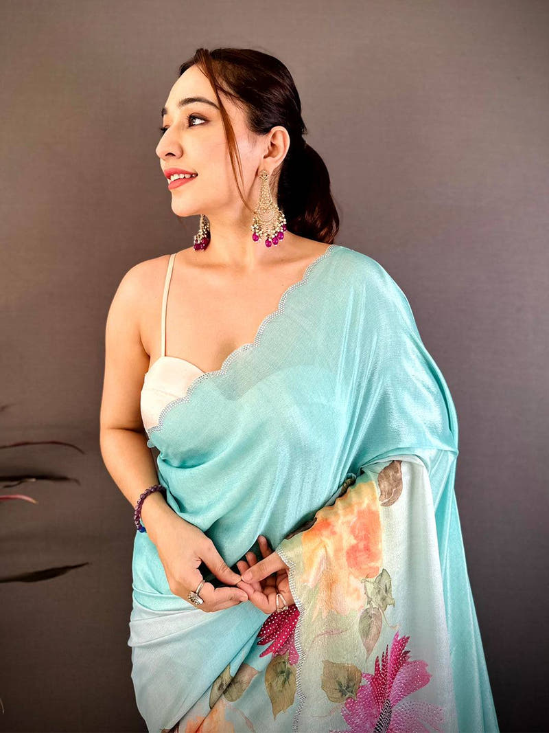 Classic Soft Chiffon Stone Work Saree