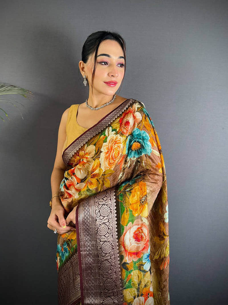 Multicolour Floral Aura Saree