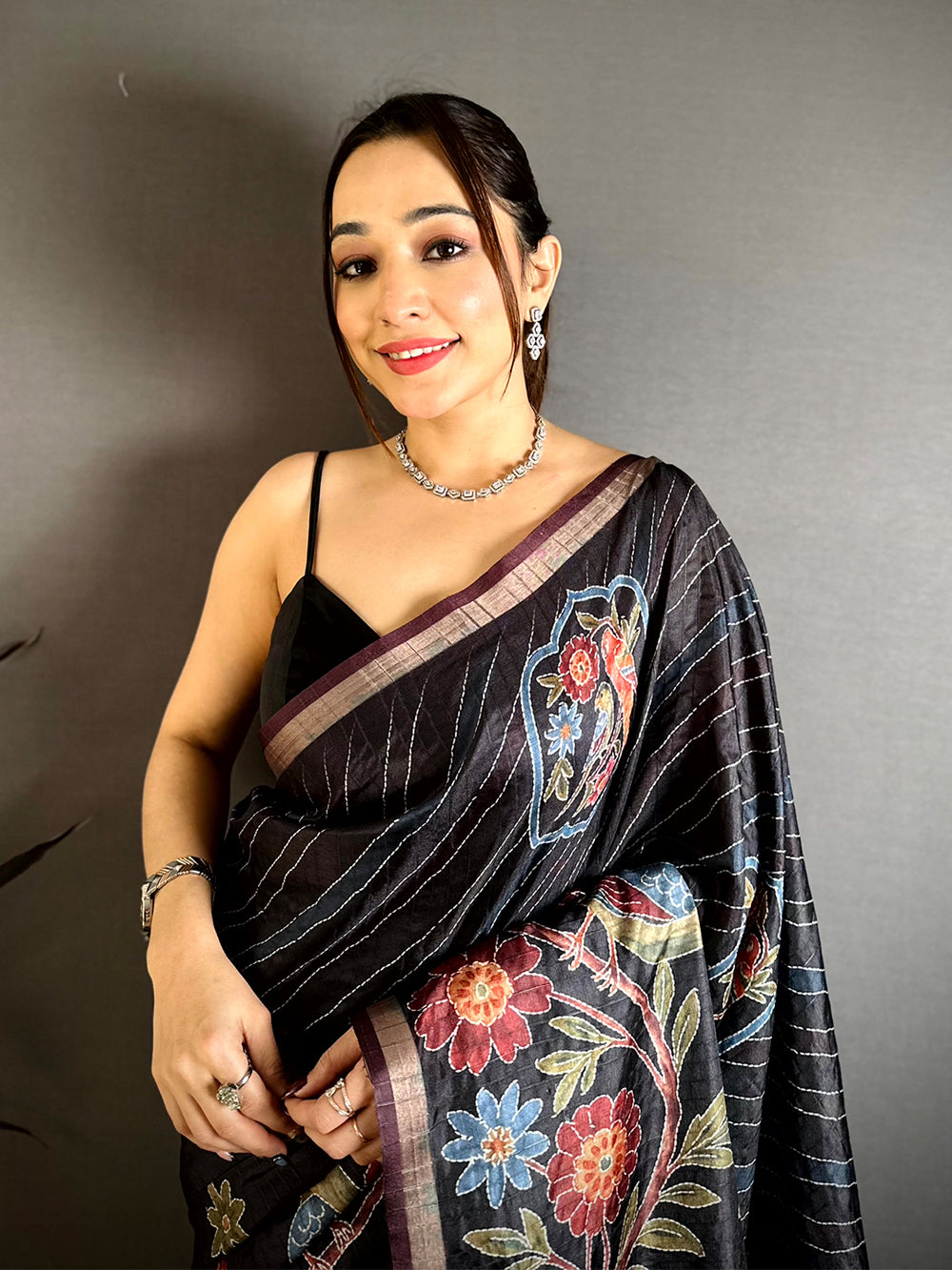 Radiant Tussar Digital Katha Saree