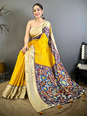 Stylish Bandhej Print Dola Silk Saree