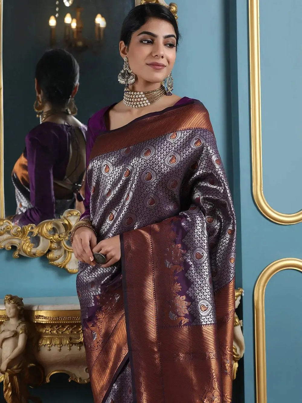 Bollywood Kanjivaram Silk Saree With Zari Work