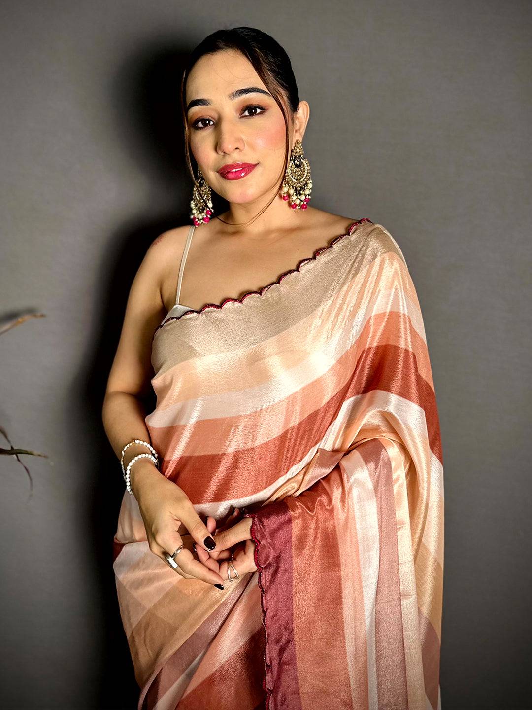Artisan Striped Print Soft Chiffon Saree