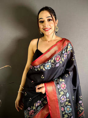 Elegant Tussar Gold Zari Embroidered Saree
