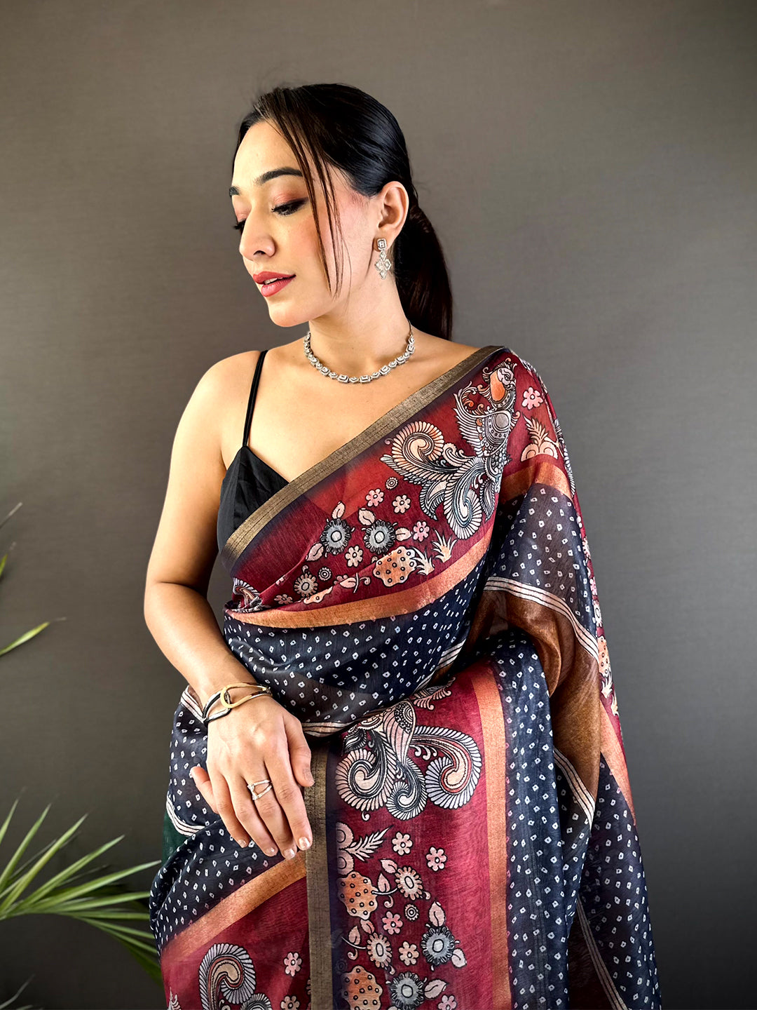 Radiant Soft Chanderi Cotton Bandhej Print Saree